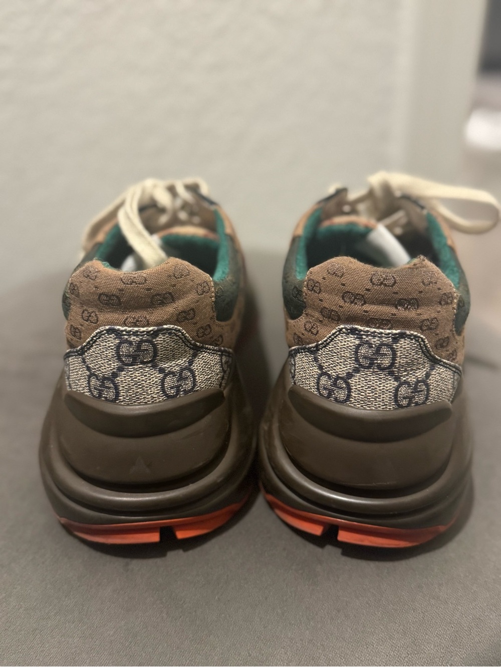 Gucci Multicolor GG Monogram Runner Sneakers - Burgundy, Beige, Teal, Orange - Picture 5 of 9